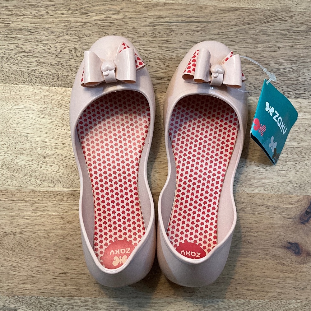 ( New in box)  Zaxy girls light pink sandals with bow USA 4